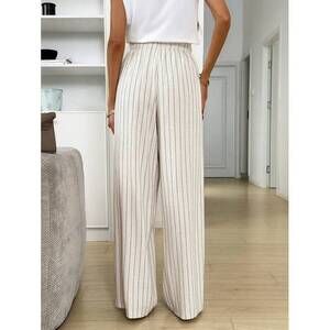 LUNE Women's Striped Casual French Versatile Wide Leg Pants For Daily Wear